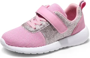 Harvest Land Toddler Glitter Tennis Shoes Slip On Boys Girls Sneakers Casual Running Shoes Woven Breathable with Soft Soled Sports Hook-Loop Outdoor Shoes