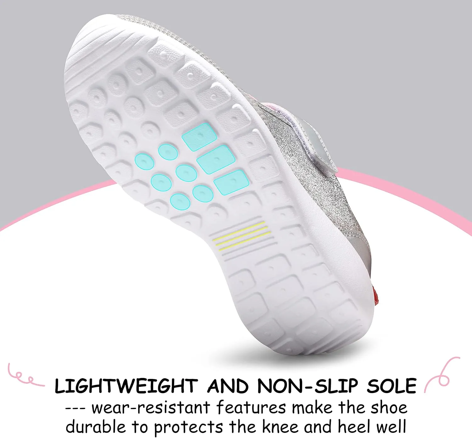 Harvest Land Toddler Glitter Tennis Shoes Slip On Boys Girls Sneakers Casual Running Shoes Woven Breathable with Soft Soled Sports Hook-Loop Outdoor Shoes