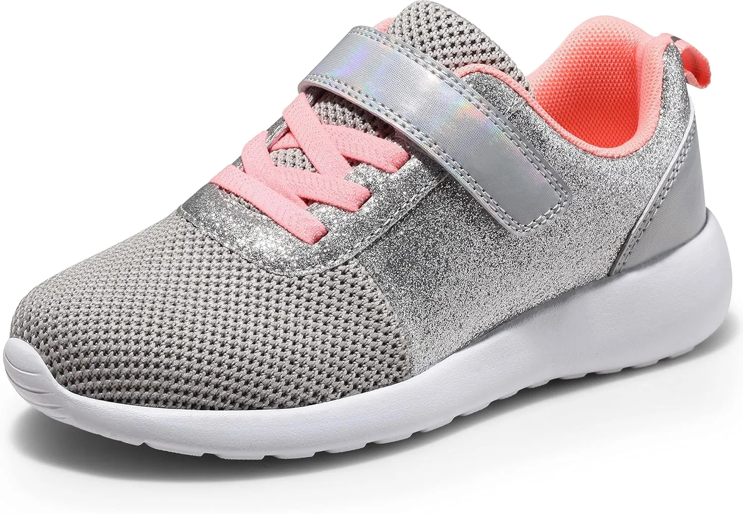 Harvest Land Toddler Glitter Tennis Shoes Slip On Boys Girls Sneakers Casual Running Shoes Woven Breathable with Soft Soled Sports Hook-Loop Outdoor Shoes