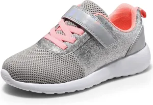 Harvest Land Toddler Glitter Tennis Shoes Slip On Boys Girls Sneakers Casual Running Shoes Woven Breathable with Soft Soled Sports Hook-Loop Outdoor Shoes