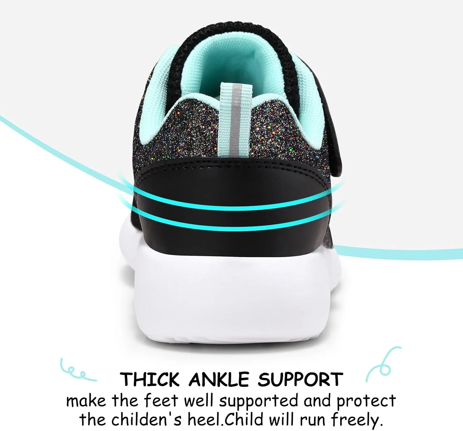 Harvest Land Toddler Glitter Tennis Shoes Slip On Boys Girls Sneakers Casual Running Shoes Woven Breathable with Soft Soled Sports Hook-Loop Outdoor Shoes
