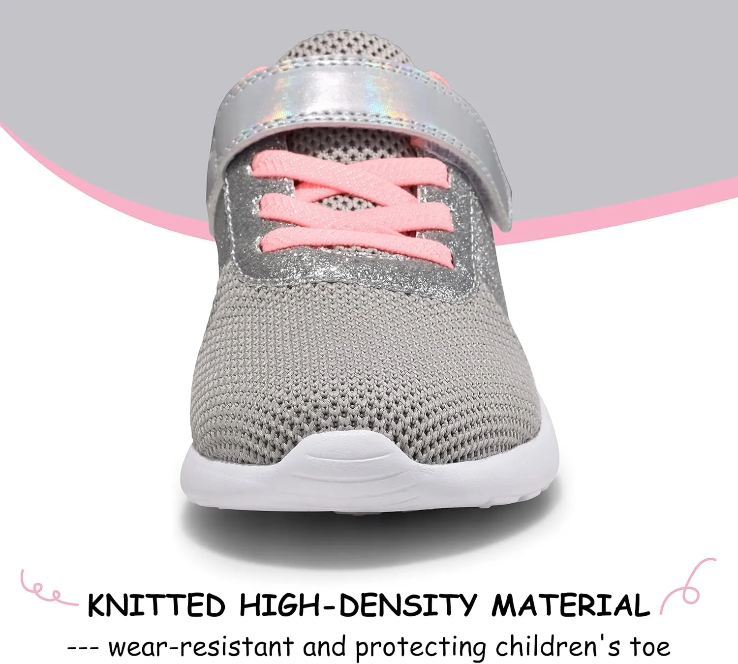 Harvest Land Toddler Glitter Tennis Shoes Slip On Boys Girls Sneakers Casual Running Shoes Woven Breathable with Soft Soled Sports Hook-Loop Outdoor Shoes