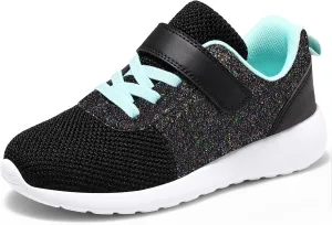 Harvest Land Toddler Glitter Tennis Shoes Slip On Boys Girls Sneakers Casual Running Shoes Woven Breathable with Soft Soled Sports Hook-Loop Outdoor Shoes