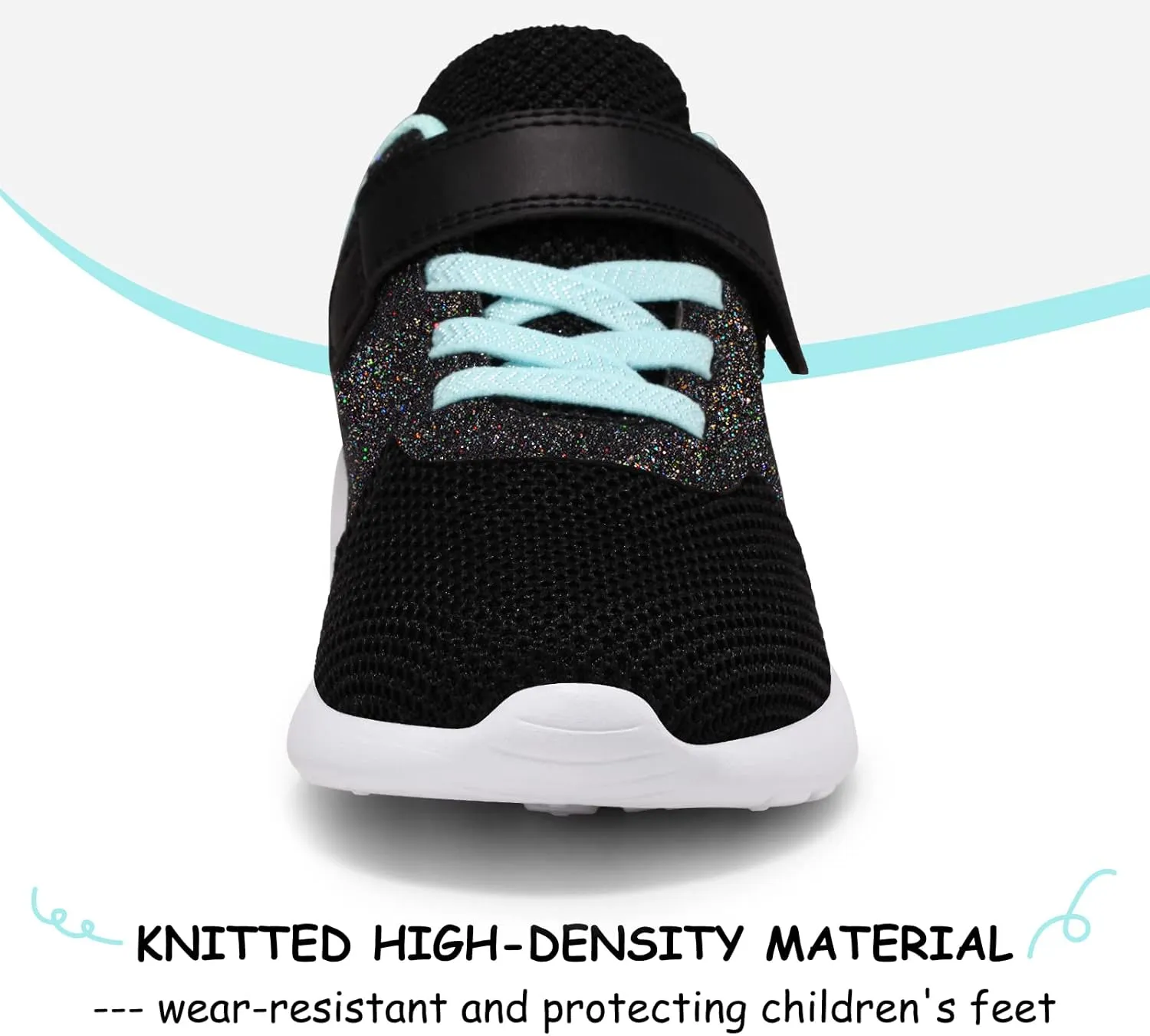 Harvest Land Toddler Glitter Tennis Shoes Slip On Boys Girls Sneakers Casual Running Shoes Woven Breathable with Soft Soled Sports Hook-Loop Outdoor Shoes