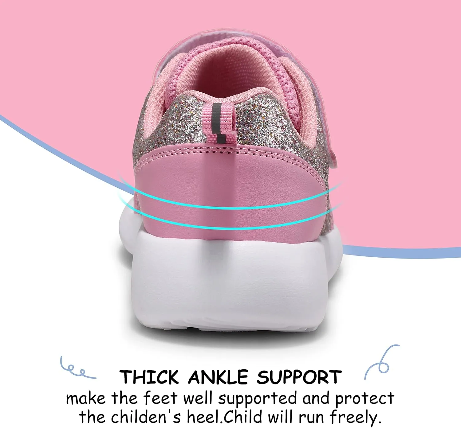 Harvest Land Toddler Glitter Tennis Shoes Slip On Boys Girls Sneakers Casual Running Shoes Woven Breathable with Soft Soled Sports Hook-Loop Outdoor Shoes