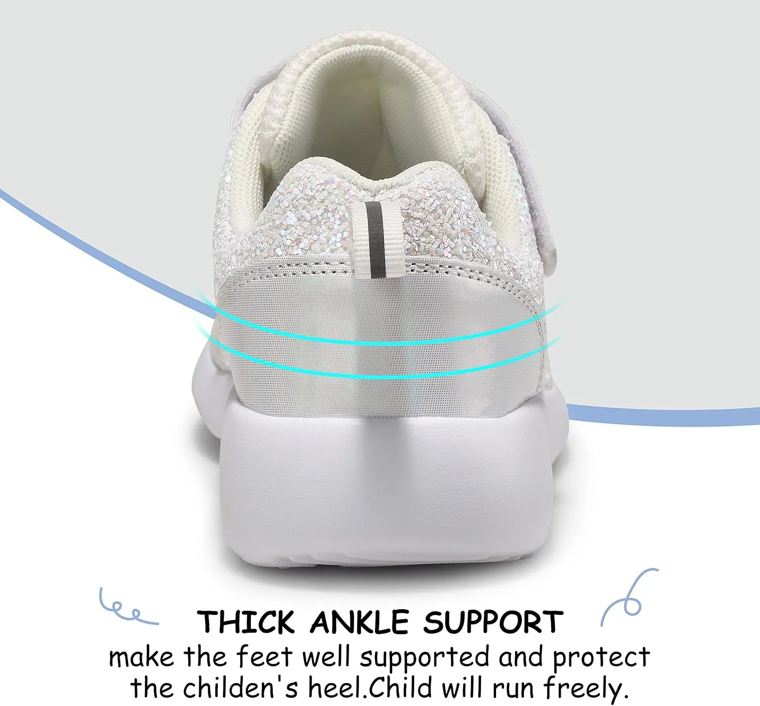 Harvest Land Toddler Glitter Tennis Shoes Slip On Boys Girls Sneakers Casual Running Shoes Woven Breathable with Soft Soled Sports Hook-Loop Outdoor Shoes