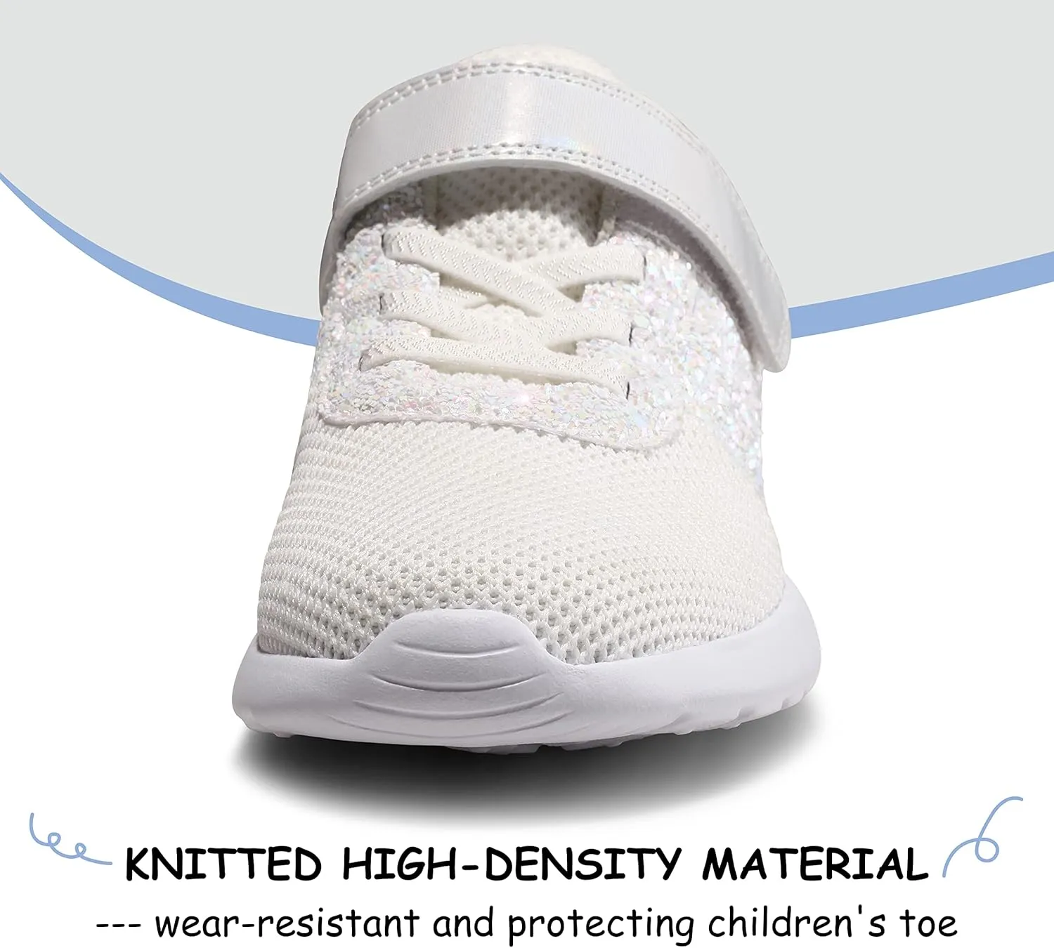 Harvest Land Toddler Glitter Tennis Shoes Slip On Boys Girls Sneakers Casual Running Shoes Woven Breathable with Soft Soled Sports Hook-Loop Outdoor Shoes