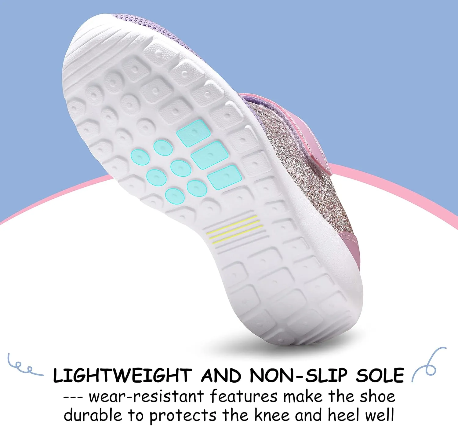 Harvest Land Toddler Glitter Tennis Shoes Slip On Boys Girls Sneakers Casual Running Shoes Woven Breathable with Soft Soled Sports Hook-Loop Outdoor Shoes
