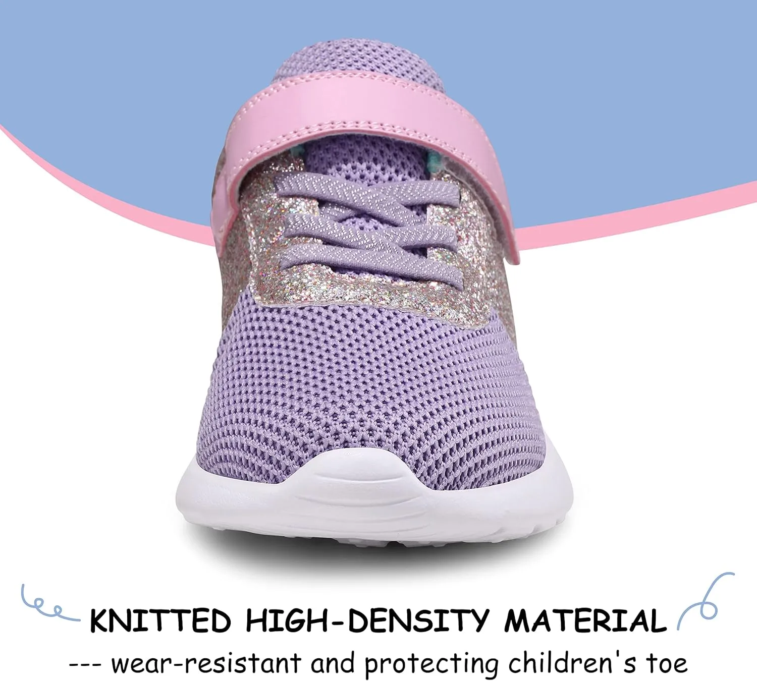 Harvest Land Toddler Glitter Tennis Shoes Slip On Boys Girls Sneakers Casual Running Shoes Woven Breathable with Soft Soled Sports Hook-Loop Outdoor Shoes
