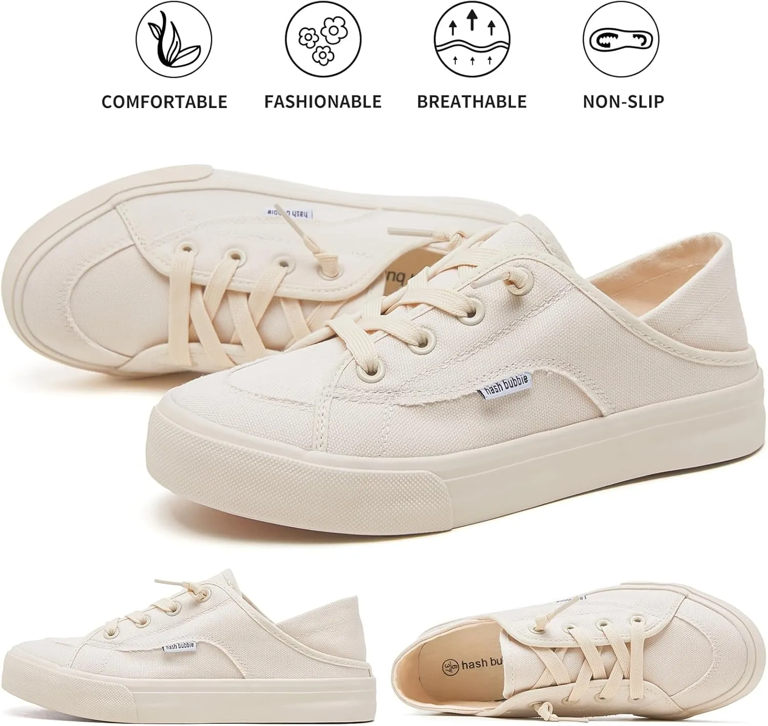 hash bubbie Women's Slip on Shoes Canvas Shoes Non Slip Fashion Sneakers for Women Low Top Loafers