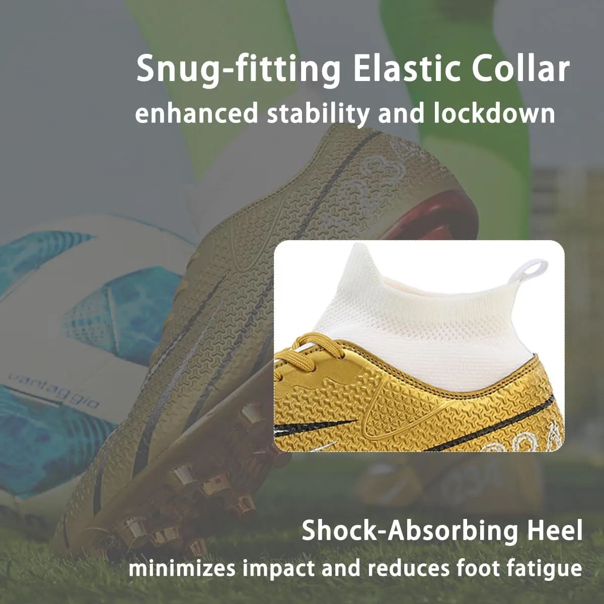 HESBITEUL Soccer Cleats for Mens Womens Youth FG Football Boots Outdoor Breathable Training Sneaker Shoes