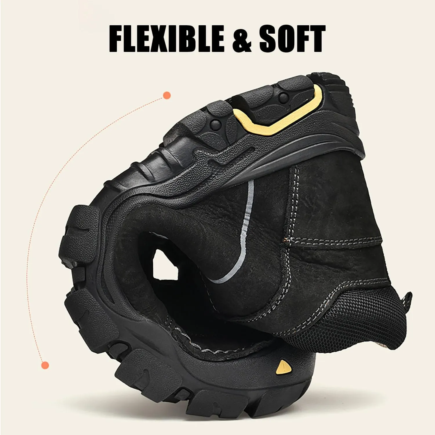HESBITEUL Unisex Hiking Leather Boots Non-Slip Breathable Chukka with Fur Lining