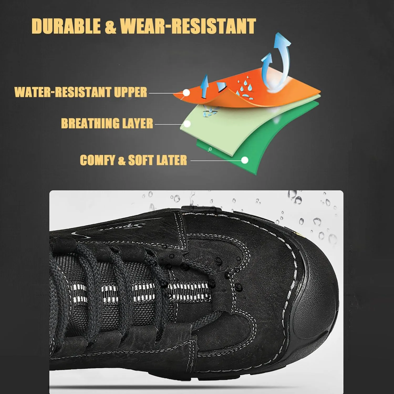 HESBITEUL Unisex Hiking Leather Boots Non-Slip Breathable Chukka with Fur Lining