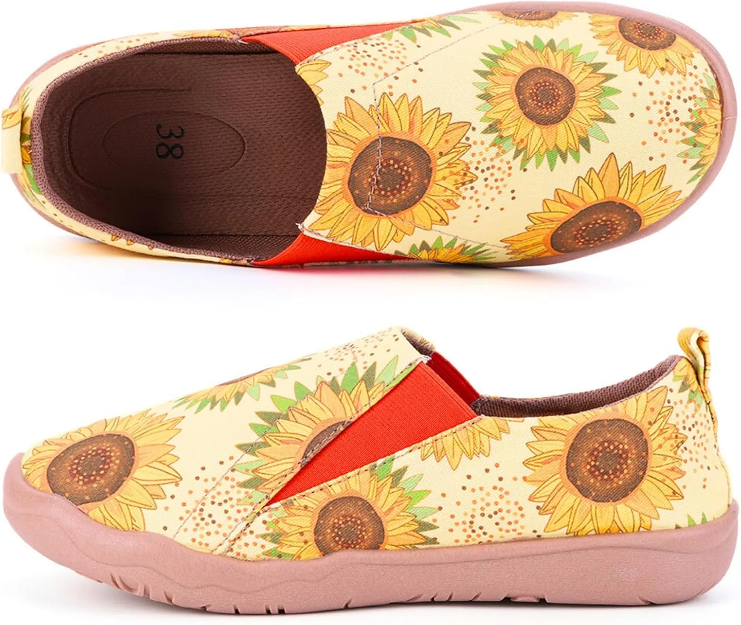 HiGropcore Women's Art Painted Casual Loafers Slip On Canvas Walking Shoes Comfortable Lightweight Ladies Travel Shoes