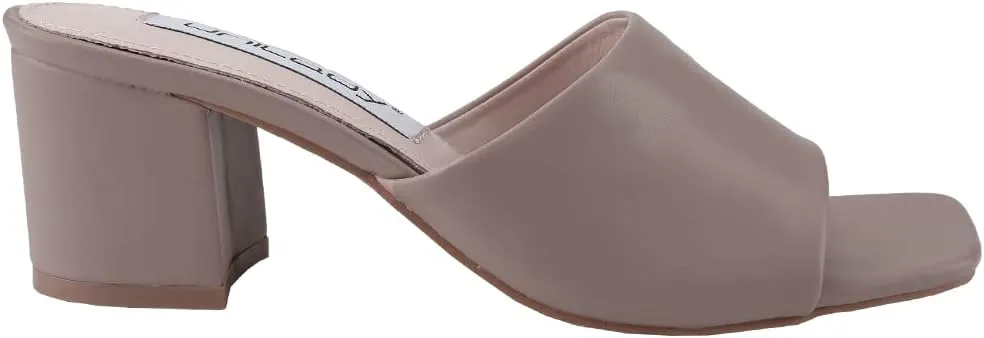 Info-1 Women Open Toe Slip On Block Chunky Low Heels Mules Pumps Slides Shoes
