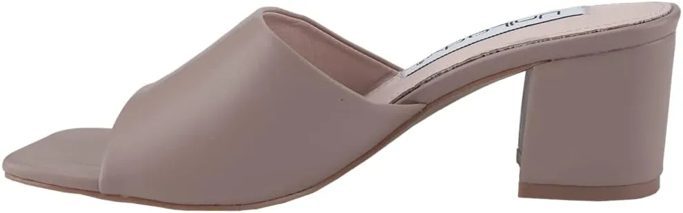 Info-1 Women Open Toe Slip On Block Chunky Low Heels Mules Pumps Slides Shoes