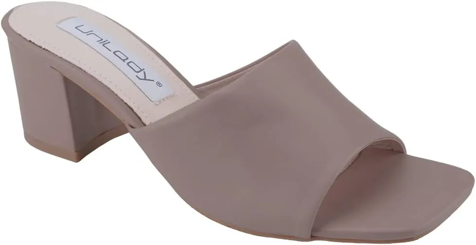 Info-1 Women Open Toe Slip On Block Chunky Low Heels Mules Pumps Slides Shoes