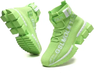 Jakcuz Men's High Top Sneakers Breathable Gym Athletic Running Walking Tennis Boy Comfortable Fashion Platform Shoes