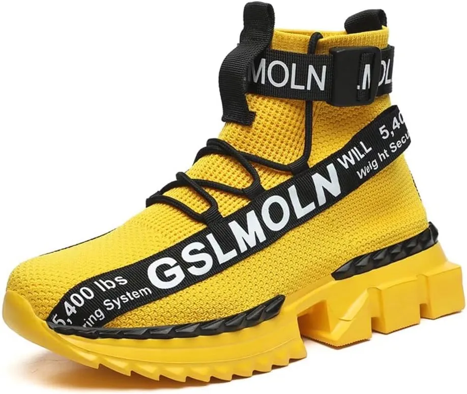 Jakcuz Men's High Top Sneakers Breathable Gym Athletic Running Walking Tennis Boy Comfortable Fashion Platform Shoes
