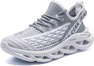 Jakcuz Plus Size Men's Lightweight Walking Shoes Mesh Fish Scale Pattern Fashion Sneakers