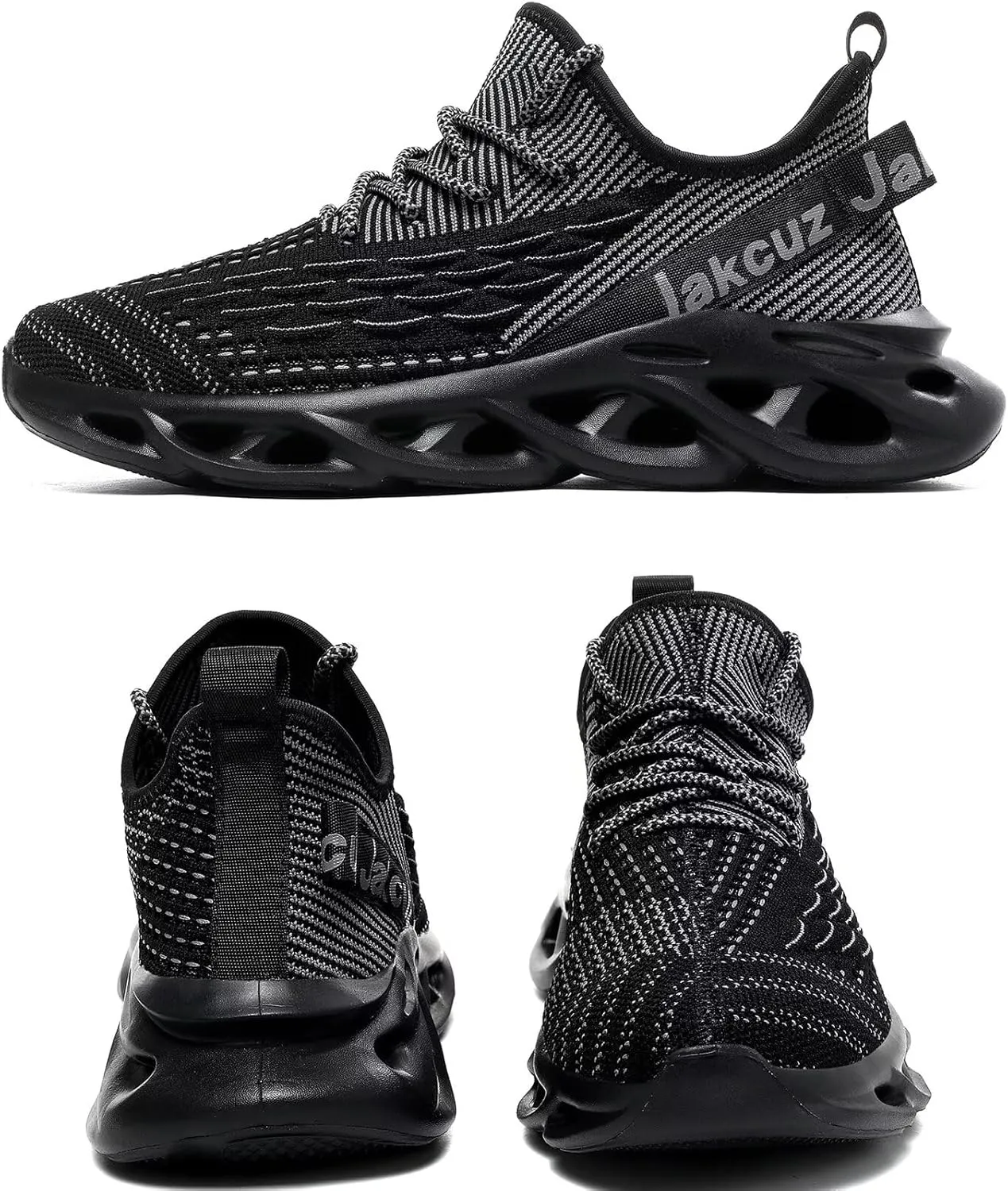 Jakcuz Plus Size Men's Lightweight Walking Shoes Mesh Fish Scale Pattern Fashion Sneakers