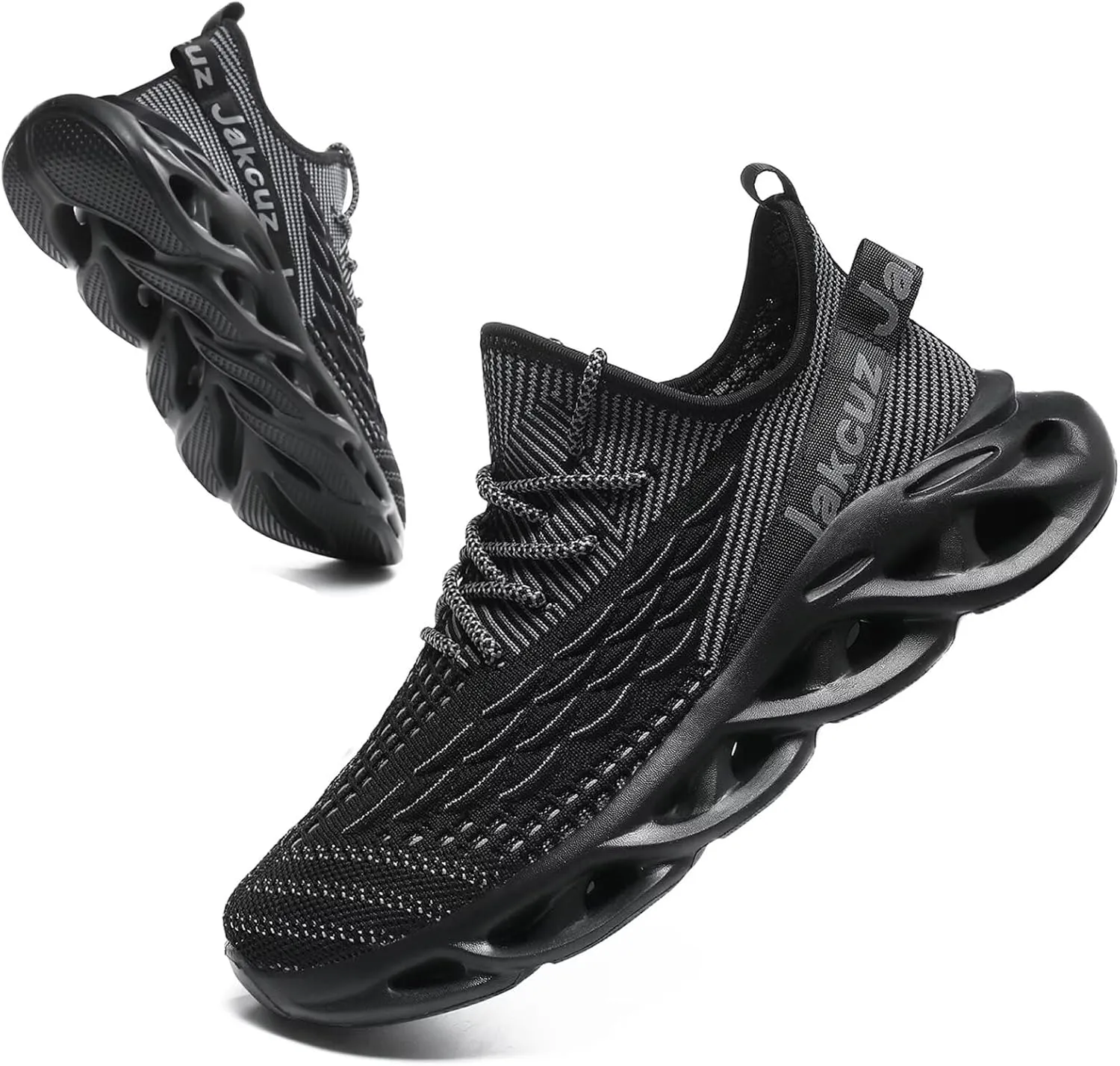 Jakcuz Plus Size Men's Lightweight Walking Shoes Mesh Fish Scale Pattern Fashion Sneakers