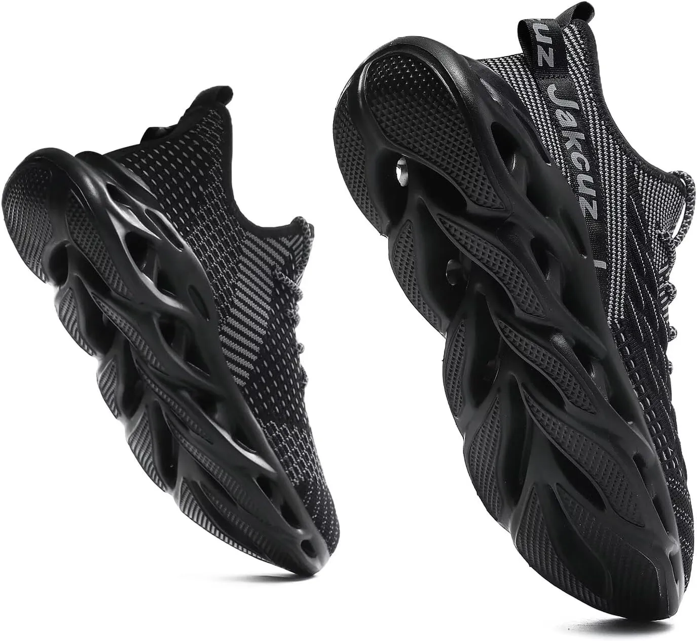 Jakcuz Plus Size Men's Lightweight Walking Shoes Mesh Fish Scale Pattern Fashion Sneakers