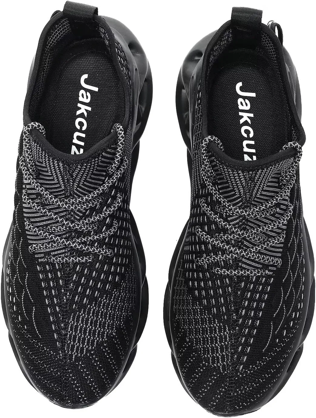 Jakcuz Plus Size Men's Lightweight Walking Shoes Mesh Fish Scale Pattern Fashion Sneakers