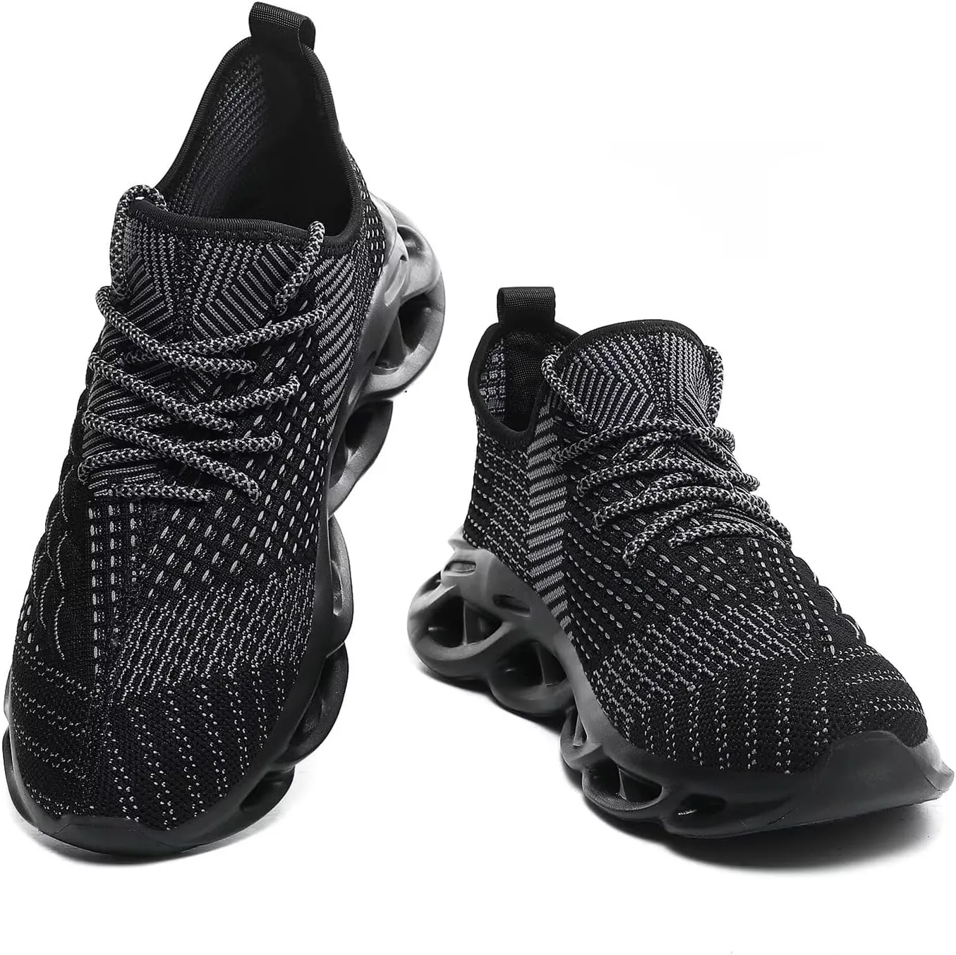 Jakcuz Plus Size Men's Lightweight Walking Shoes Mesh Fish Scale Pattern Fashion Sneakers