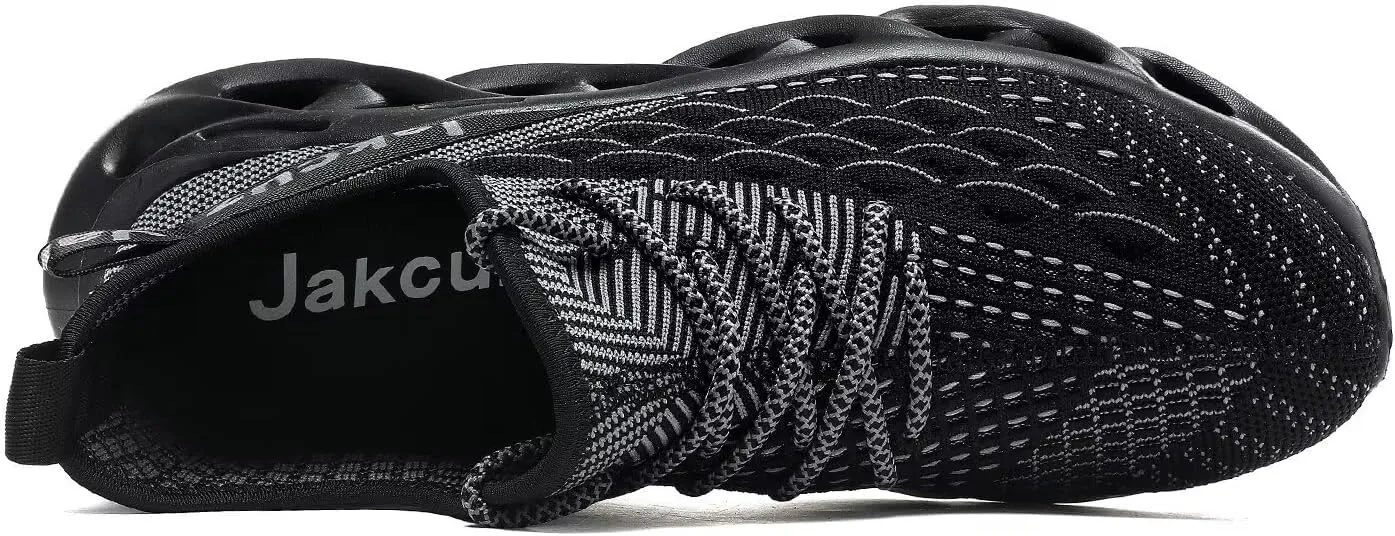 Jakcuz Plus Size Men's Lightweight Walking Shoes Mesh Fish Scale Pattern Fashion Sneakers