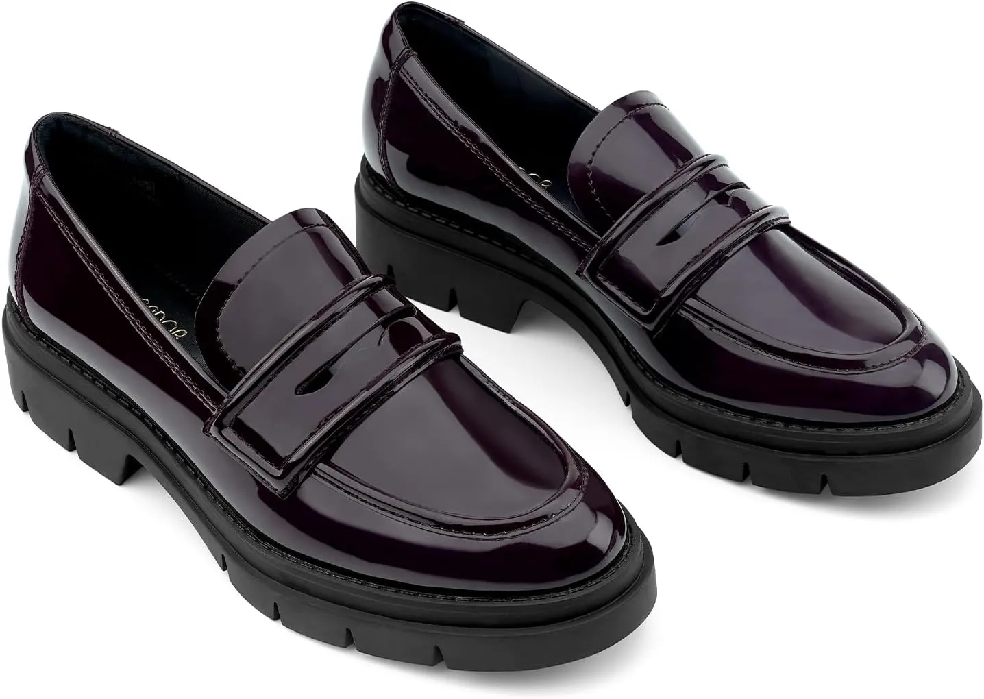 JENN ARDOR Women's Chunky Loafers Slip On Lug Sole Penny Loafer Comfort Casual Round Toe Mid Heels Platform Work Shoes