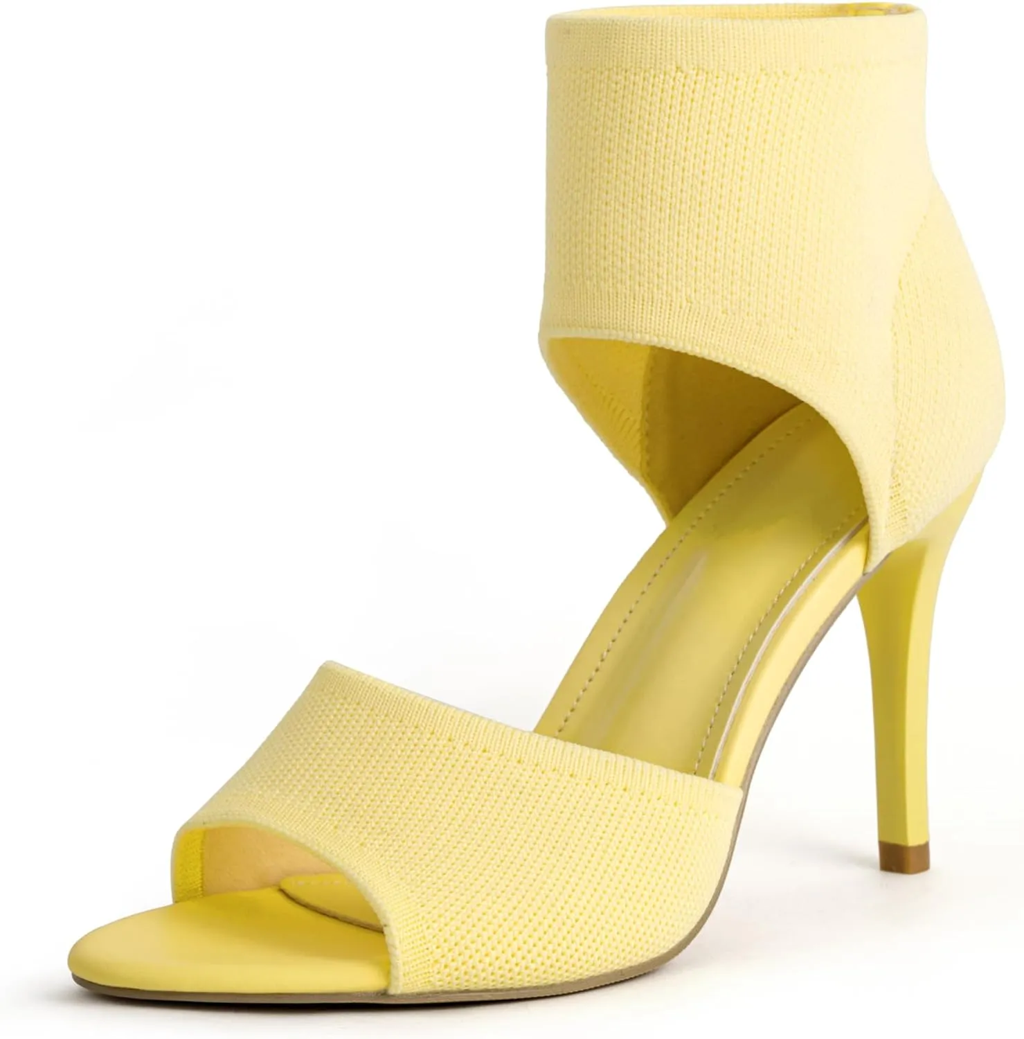 JishinGal High Heels for Women Peep Toe Heels Sandals Stretchy Knit Open Toe High Sexy 3 Inches Stiletto for Dressy and Everyday
