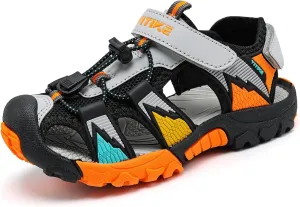 JMFCHI Boys Girls Sports Sandals Summer Kids Closed Toe Outdoor Sandals Athletic Water Shoes Sandals Child Pool Beach Sandals Quick Drying Slip Resistant