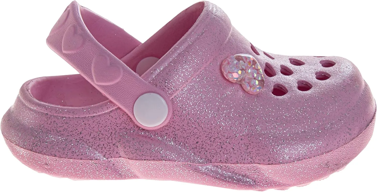 Josmo Kids Stylish Clogs Water Slides for Girls - Summer Beach Pool Heart Slip-on Sandals (Size 5-10 Toddler)