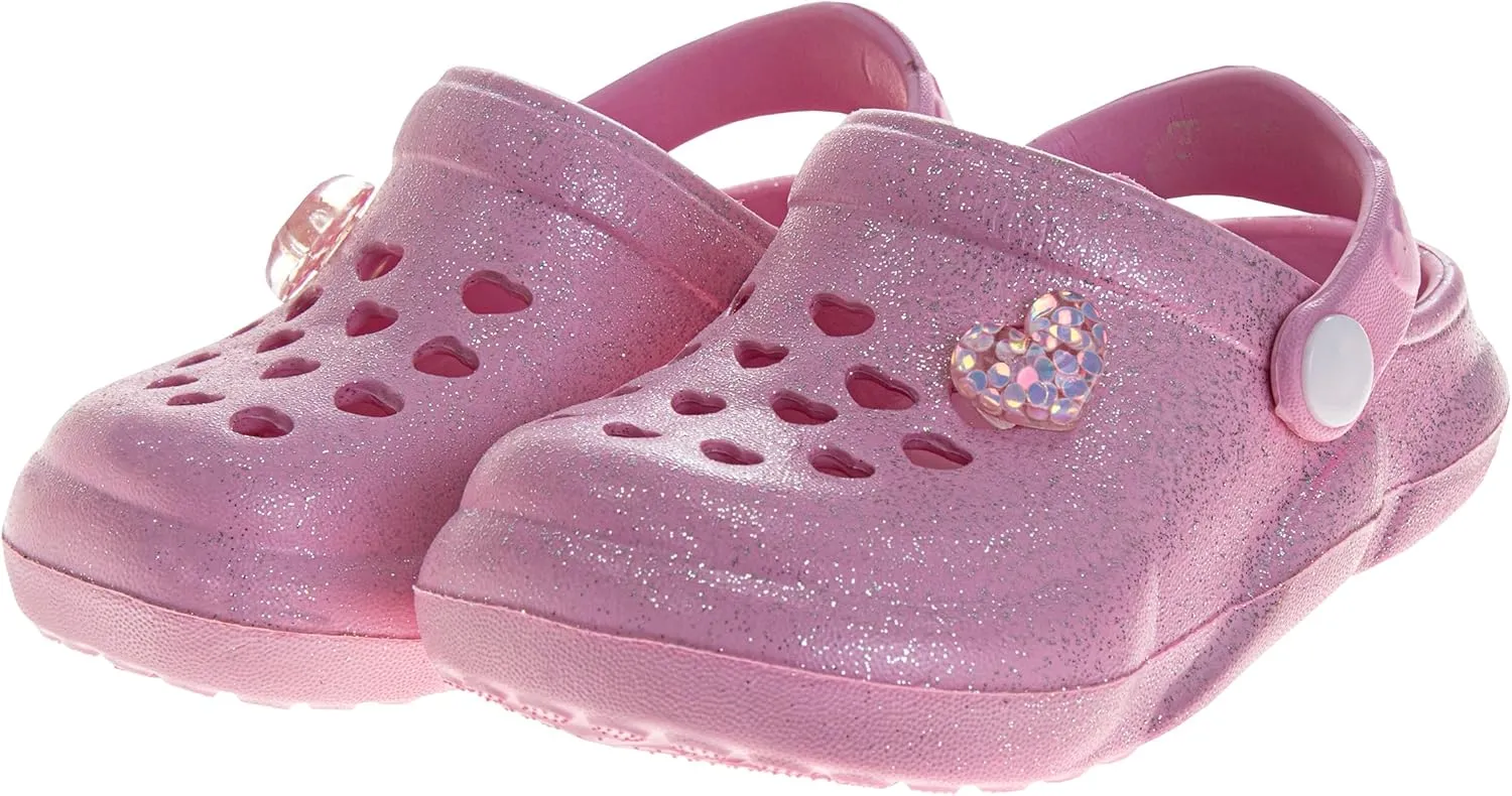 Josmo Kids Stylish Clogs Water Slides for Girls - Summer Beach Pool Heart Slip-on Sandals (Size 5-10 Toddler)