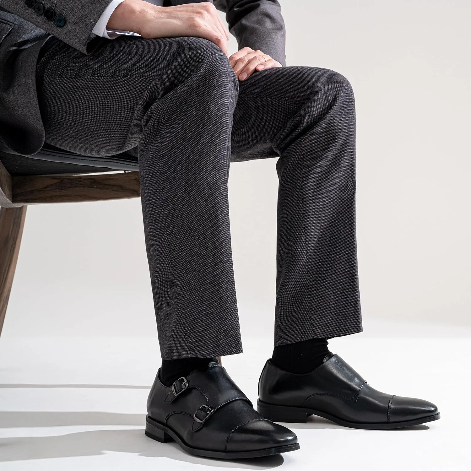 Jousen Dress Shoes for Men Monk Strap Loafers for Men