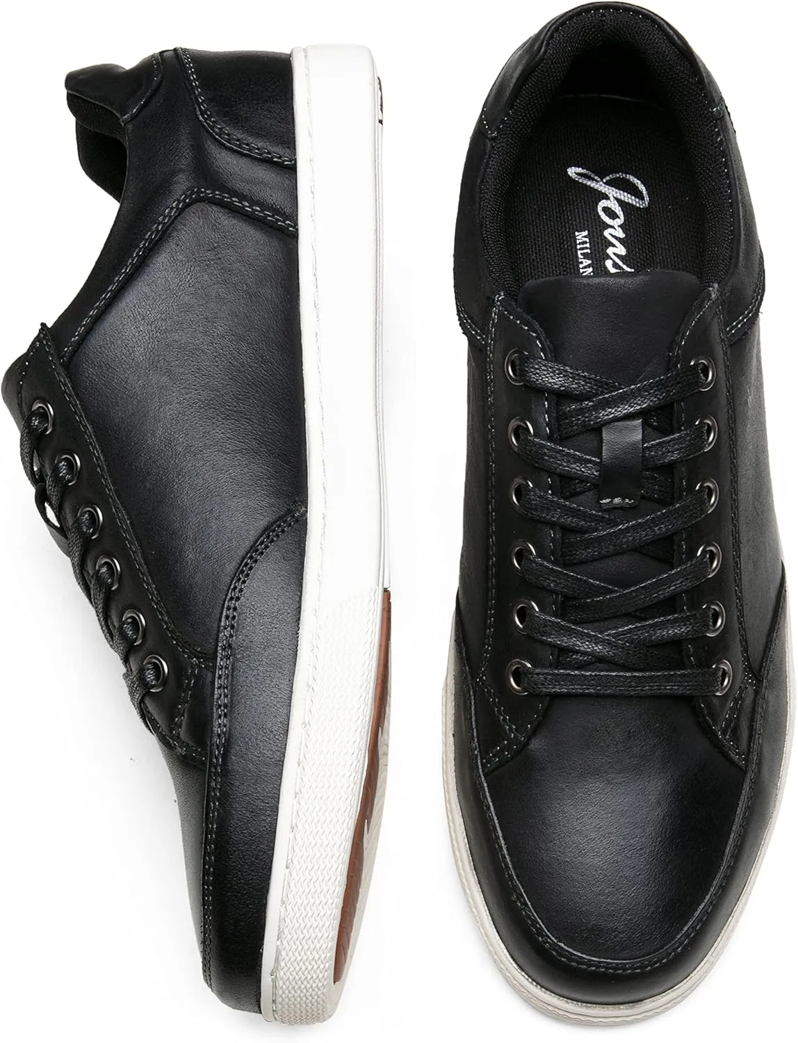 Jousen Men's Sneakers Leather Casual Shoes for Men Business Lace Up Dress Sneaker Mens Shoe