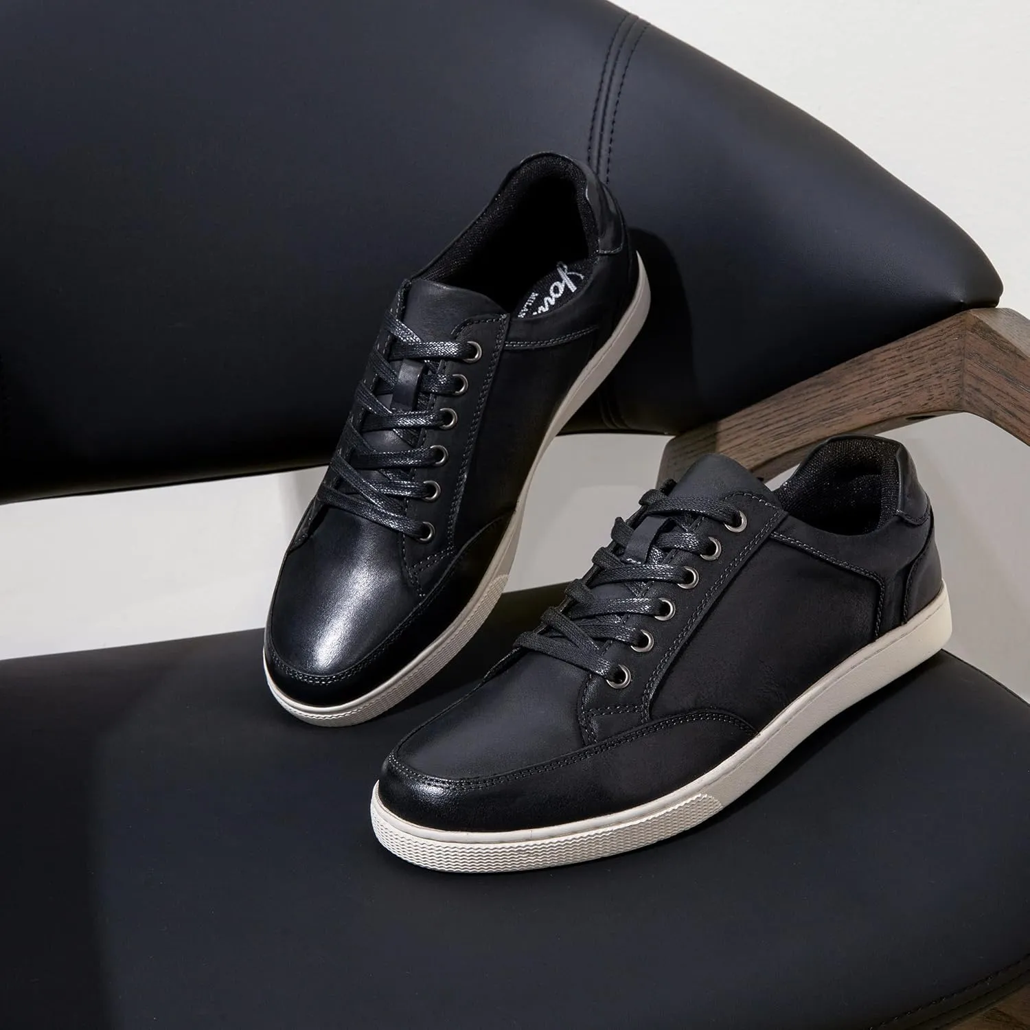 Jousen Men's Sneakers Leather Casual Shoes for Men Business Lace Up Dress Sneaker Mens Shoe