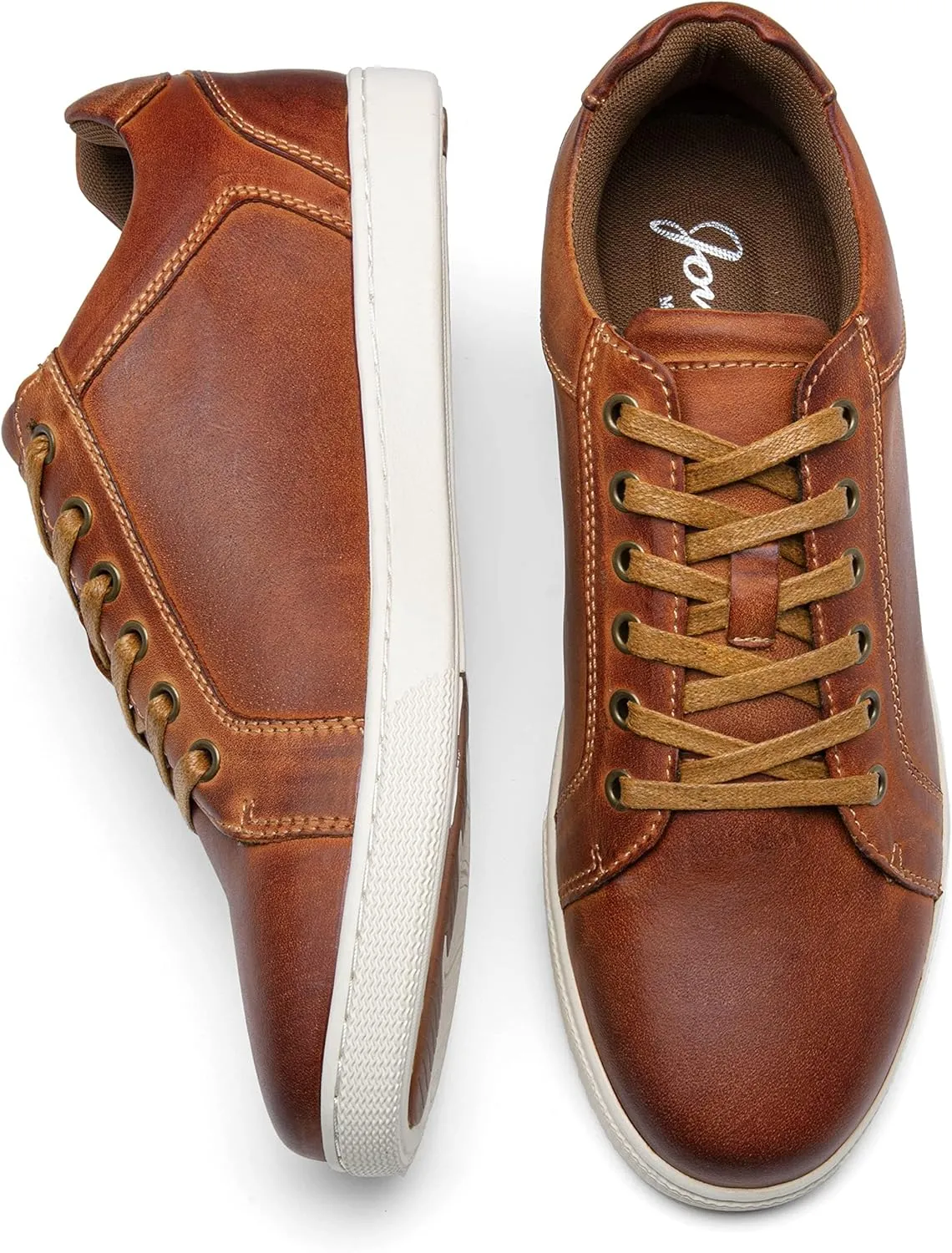Jousen Men's Sneakers Leather Casual Shoes for Men Business Lace Up Dress Sneaker Mens Shoe