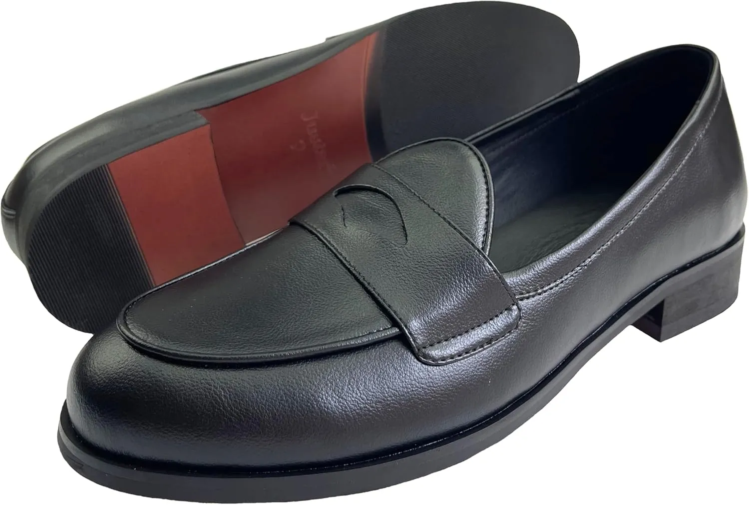 Justar Men's Leather Dress Shoes Slip-On Penny Loafers Belgian Formal Flats