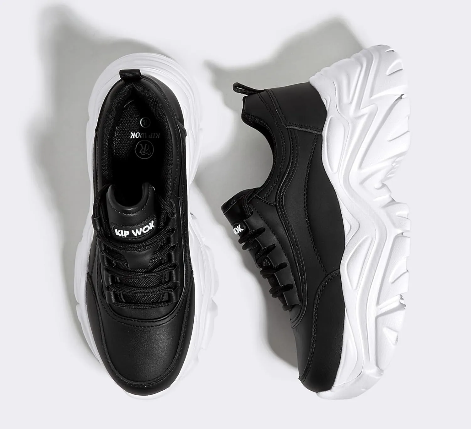 K KIP WOK Chunky Sneakers for Women Fashion Platform White Leather Casual Dad Shoes Comfortable Wedge Walking Sport Sneakers