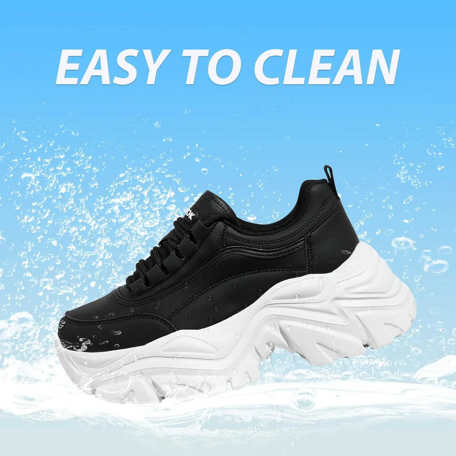 K KIP WOK Chunky Sneakers for Women Fashion Platform White Leather Casual Dad Shoes Comfortable Wedge Walking Sport Sneakers