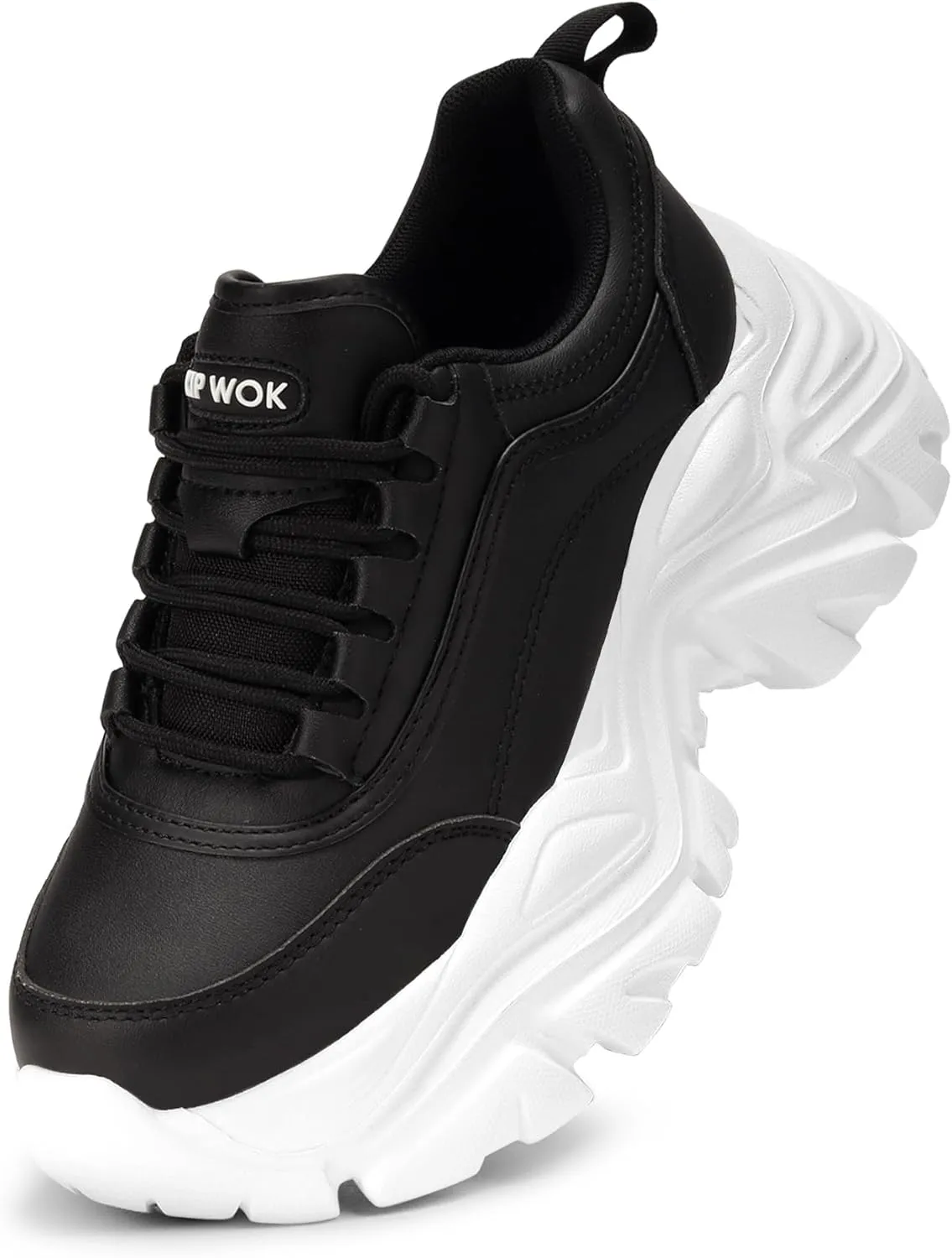 K KIP WOK Chunky Sneakers for Women Fashion Platform White Leather Casual Dad Shoes Comfortable Wedge Walking Sport Sneakers