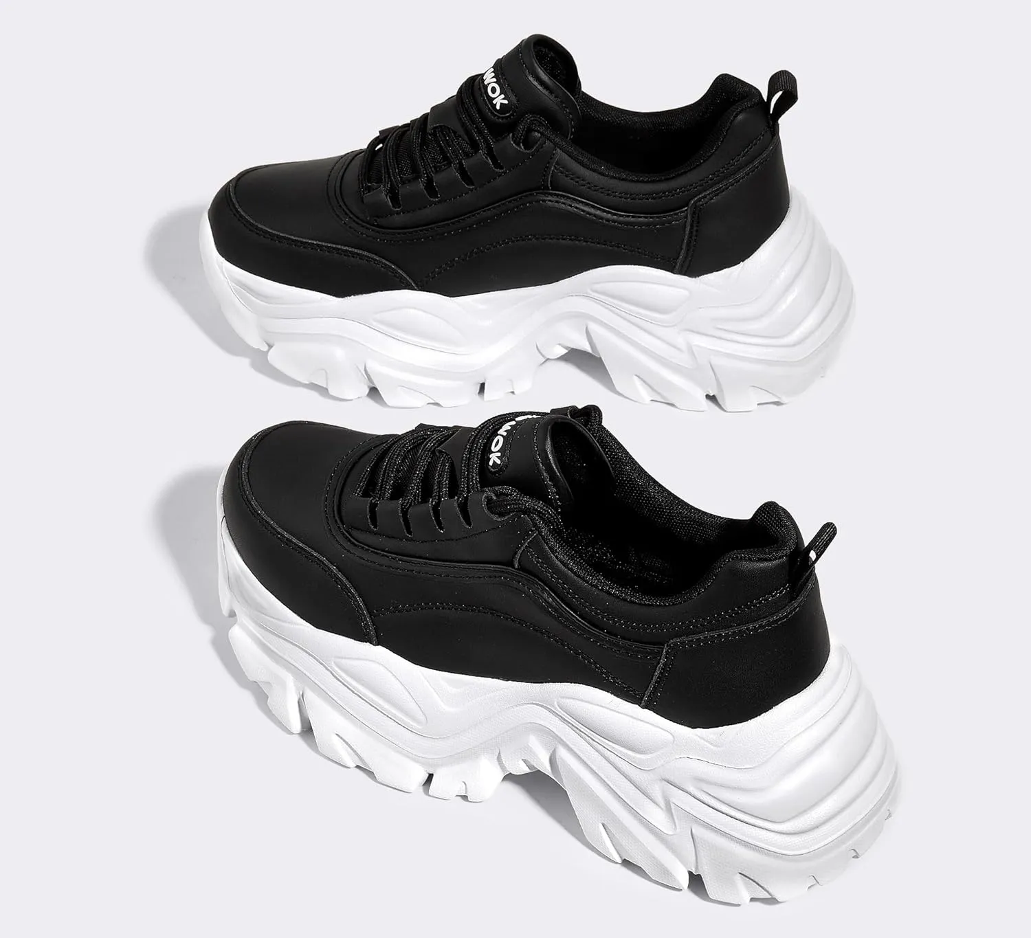K KIP WOK Chunky Sneakers for Women Fashion Platform White Leather Casual Dad Shoes Comfortable Wedge Walking Sport Sneakers
