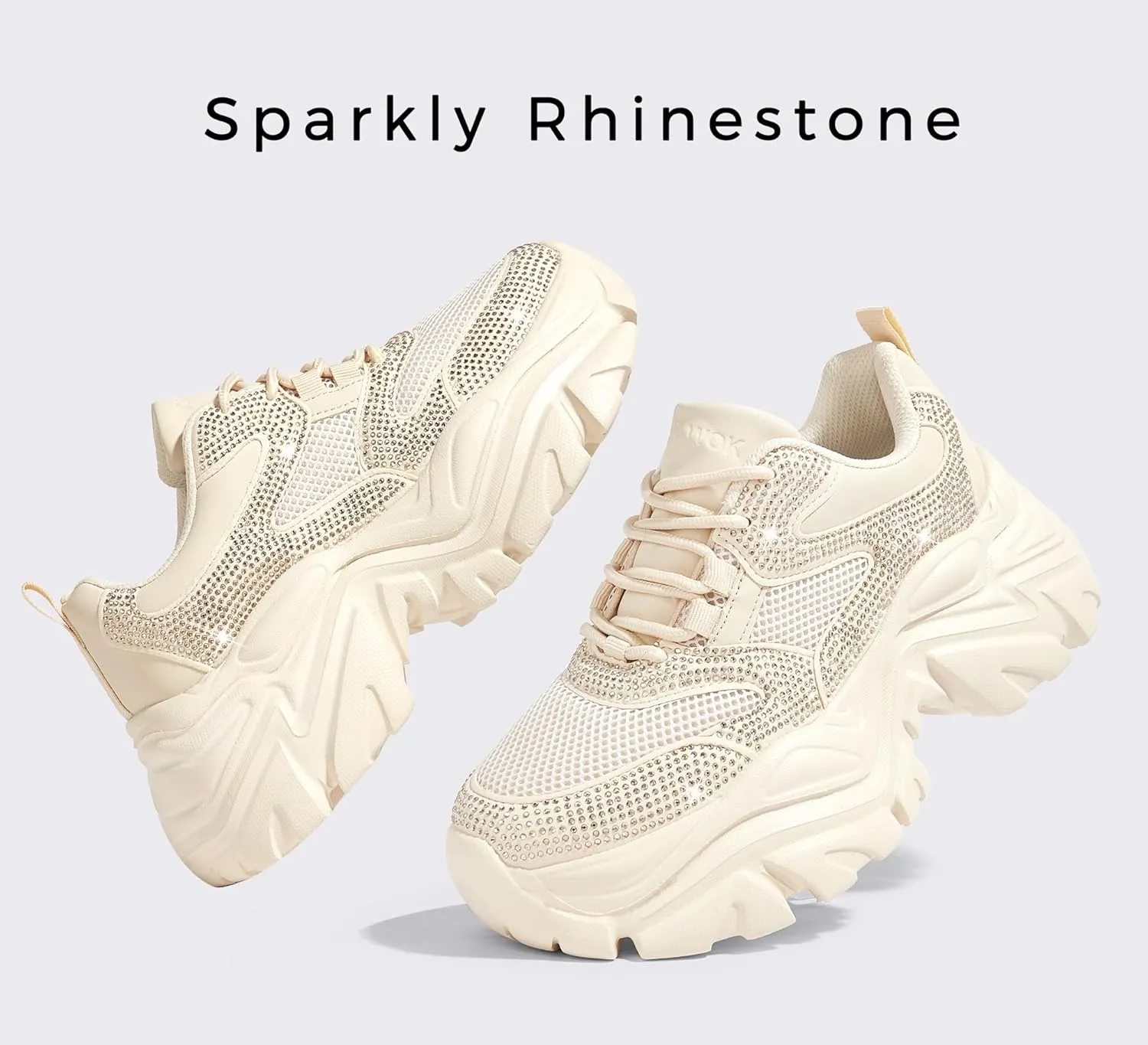 K KIP WOK Chunky Sneakers for Women Fashion Platform White Leather Casual Dad Shoes Comfortable Wedge Walking Sport Sneakers