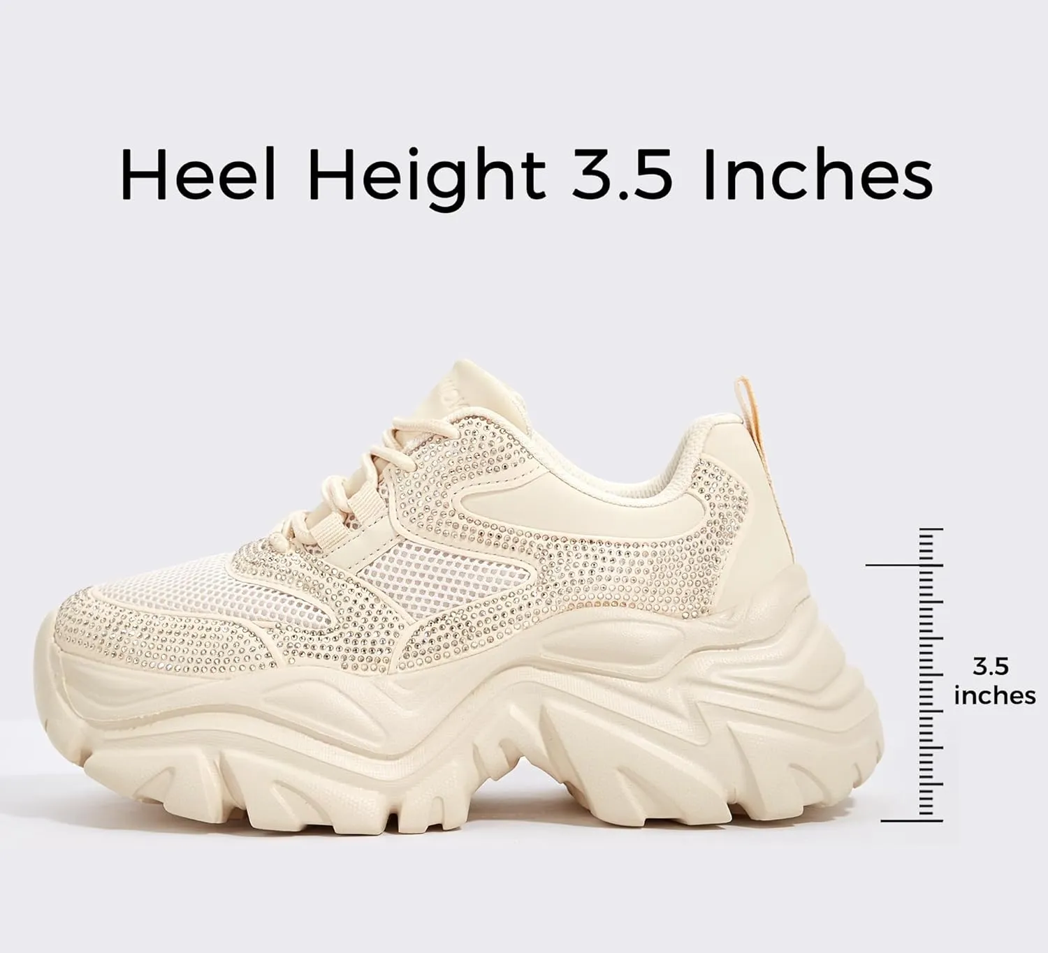 K KIP WOK Chunky Sneakers for Women Fashion Platform White Leather Casual Dad Shoes Comfortable Wedge Walking Sport Sneakers