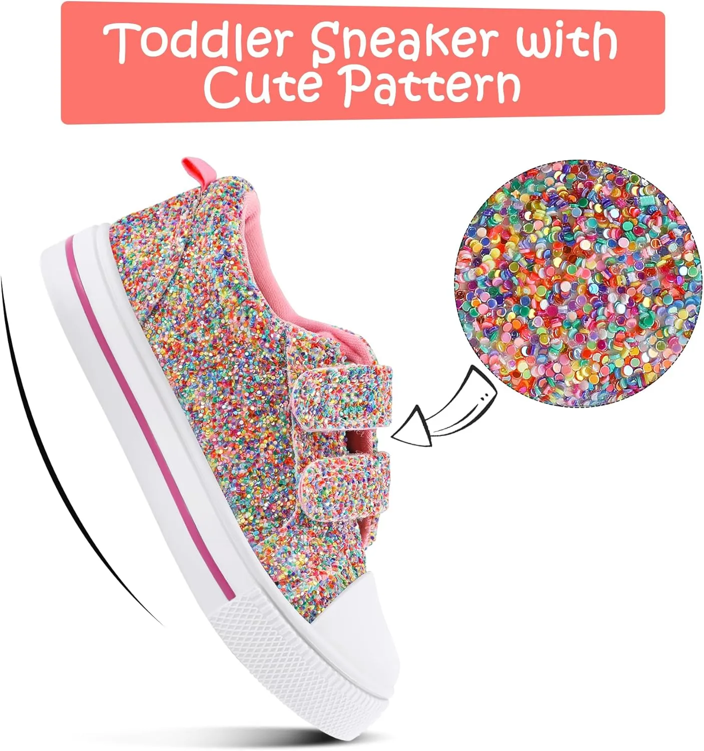 K KomForme Toddler Sneakers for Boys and Girls Dual Hook and Loops Sneakers Baby Canvas Shoes