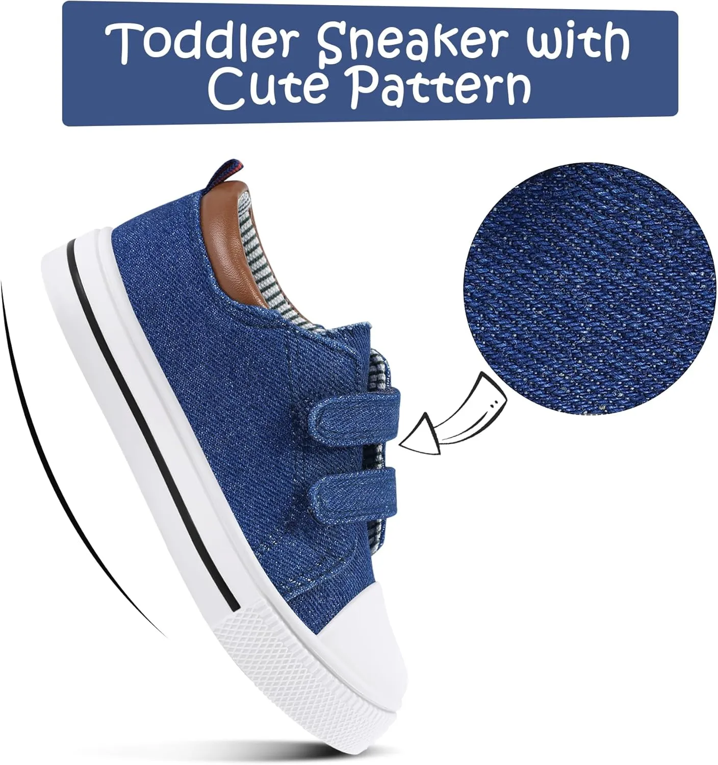 K KomForme Toddler Sneakers for Boys and Girls Dual Hook and Loops Sneakers Baby Canvas Shoes