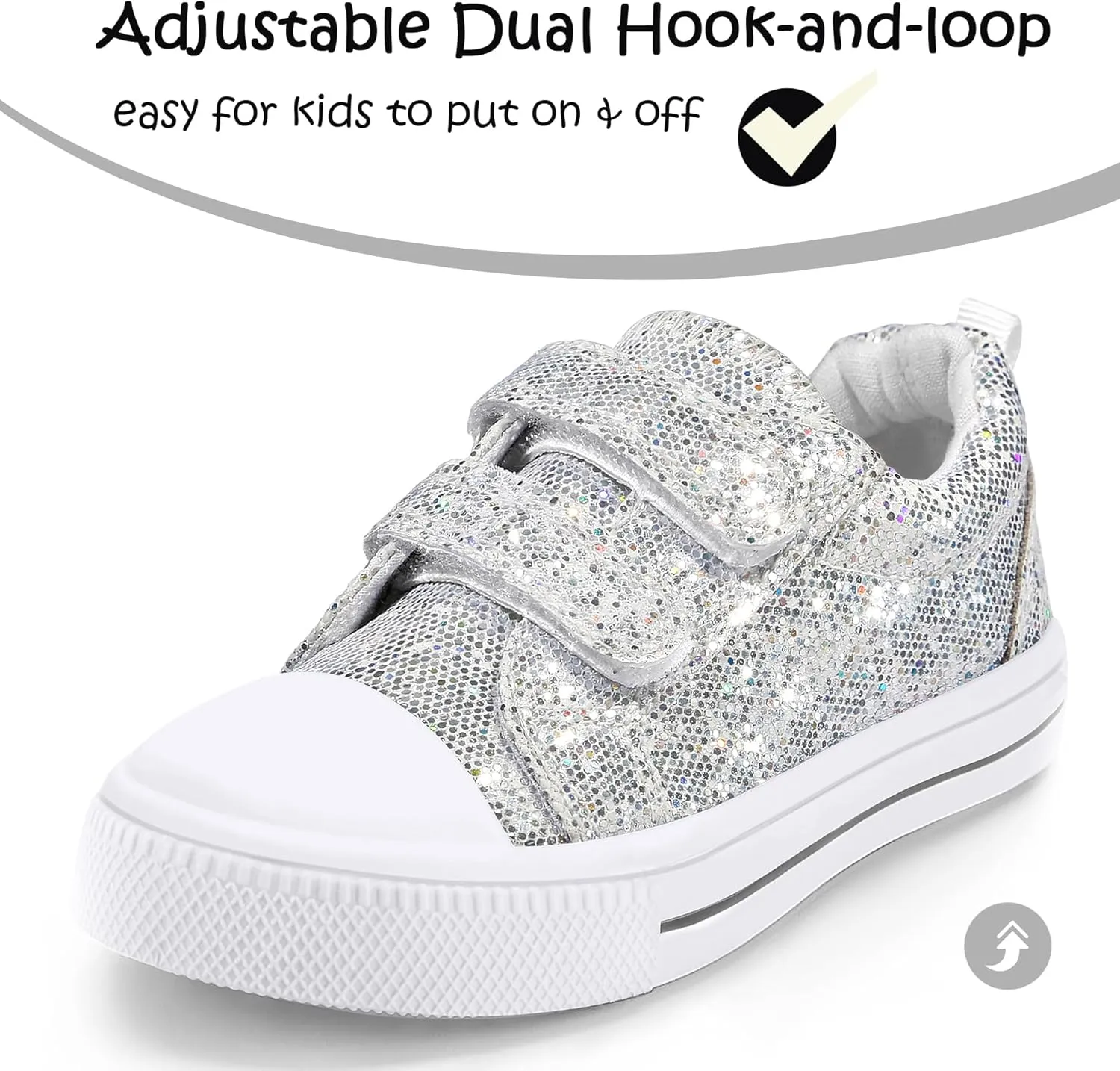 K KomForme Toddler Sneakers for Boys and Girls Dual Hook and Loops Sneakers Baby Canvas Shoes