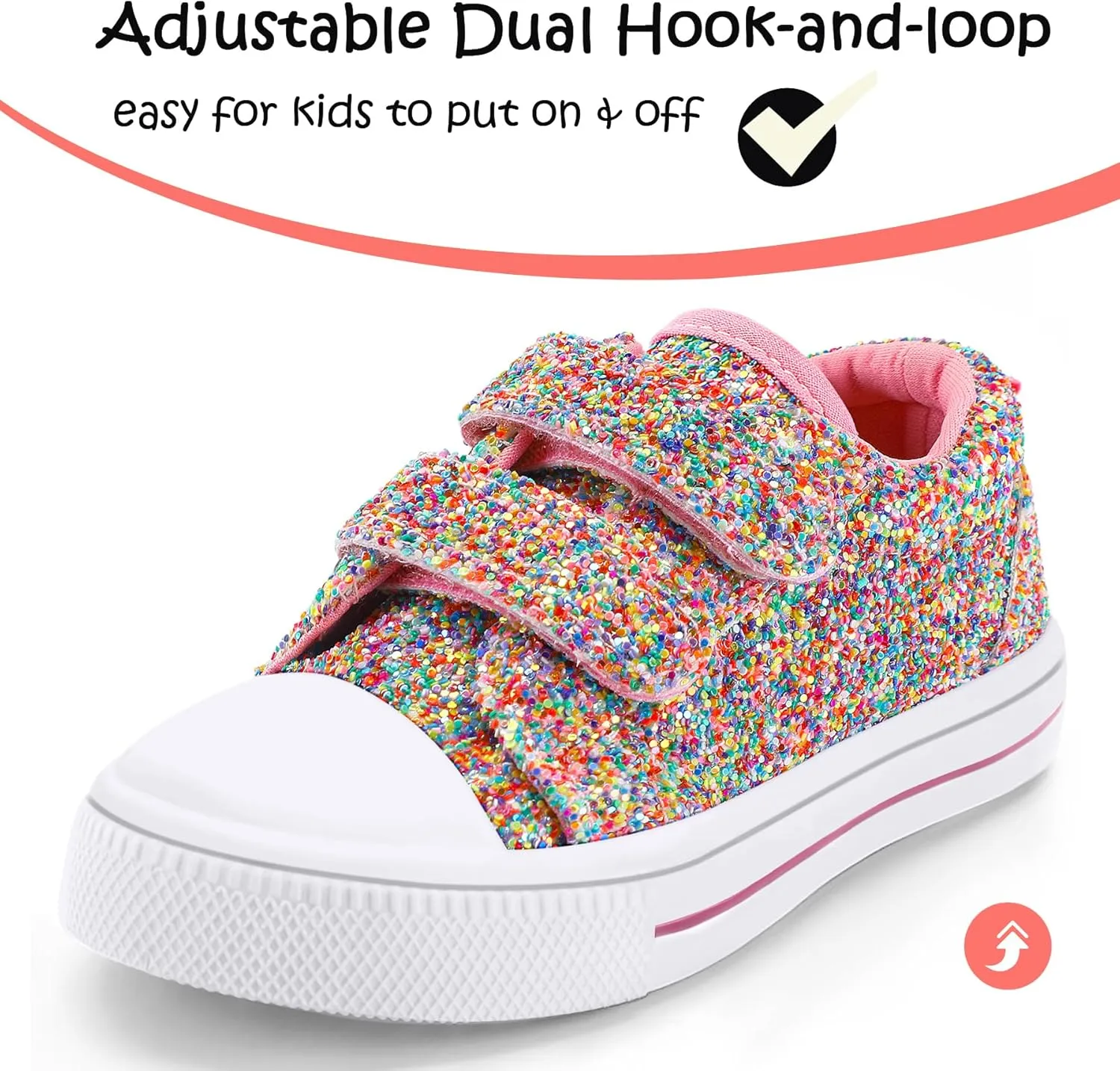 K KomForme Toddler Sneakers for Boys and Girls Dual Hook and Loops Sneakers Baby Canvas Shoes